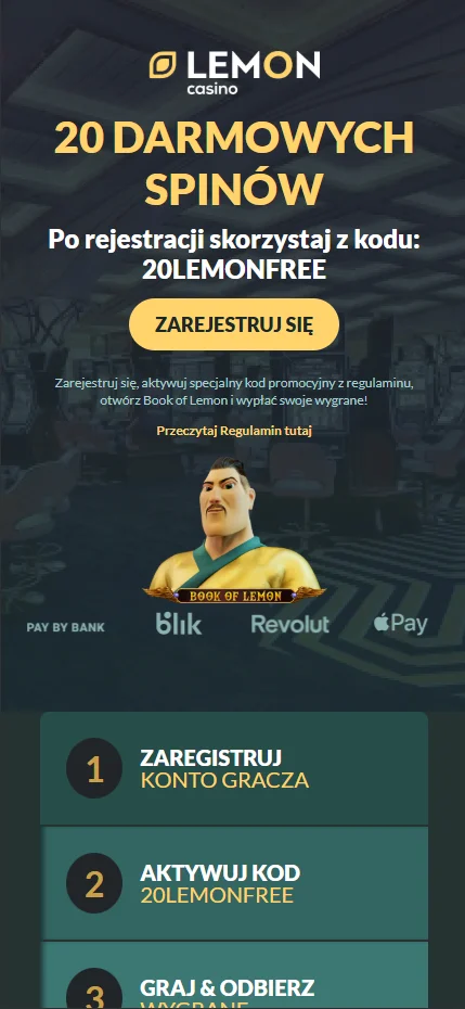 Zrzut ekranu mobilnego bonusu bez depozytu w Lemon Casino